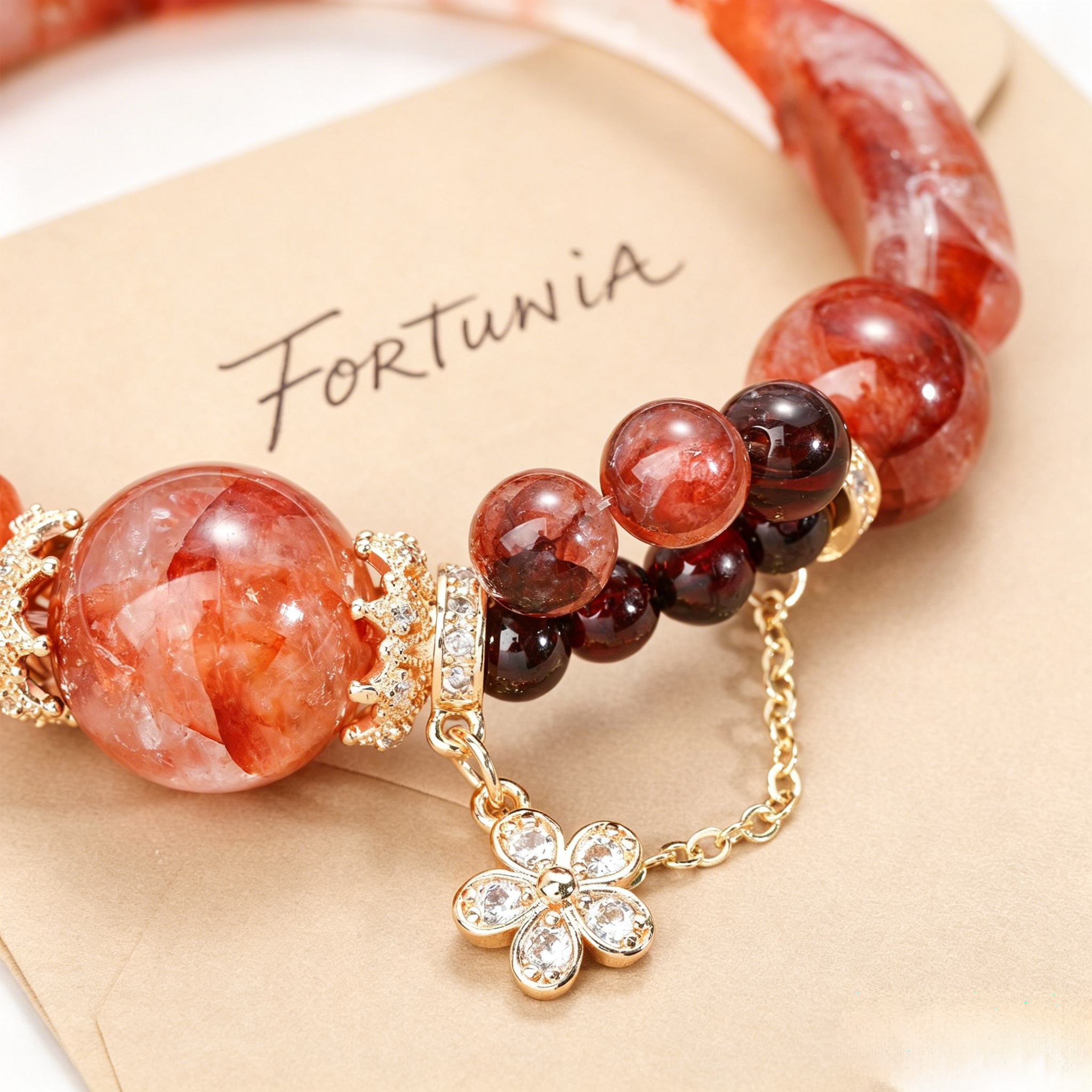 Fortunia Sacred Fire Cloud Red Phantom Talisman Bracelet | Master Blessed Fire-Element Aura Purification, Boost Positivity, Charm & Stable Wealth For Women