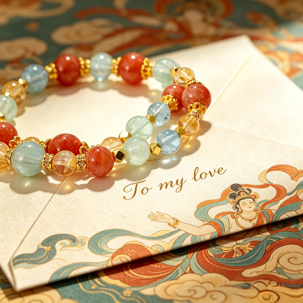 Fortunia Dunhuang Spirit Talisman Bracelet | Personalized Aura Aligner——Personalized crystal bracelet,  five element crystal, custom name energy bracelet, anti gossip charm, fortune alignment jewelry, healing spiritual talisman, july luck gift