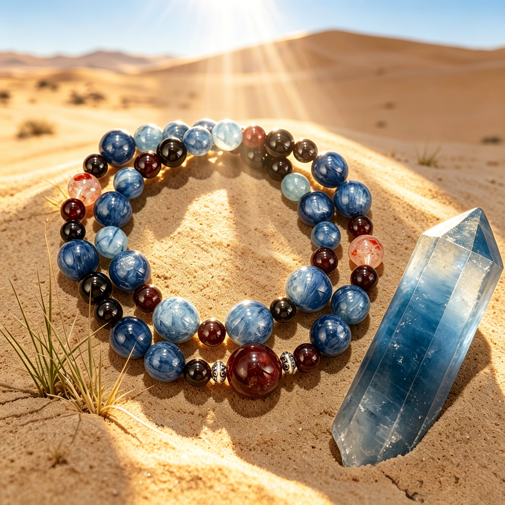 Fortunia Cosmic Serenity Kyanite Bracelet | Handcrafted Desert Inspired Gemstone Jewelry For Abundance & Inner Calm