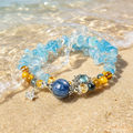 Women Handmade Ocean Aquamarine Kyanite Citrine Spiritual Bracelet Seawater Charged Aura Cleanse Stress Relief Wealth Attracting Sea Crystal Talisman For Ladies