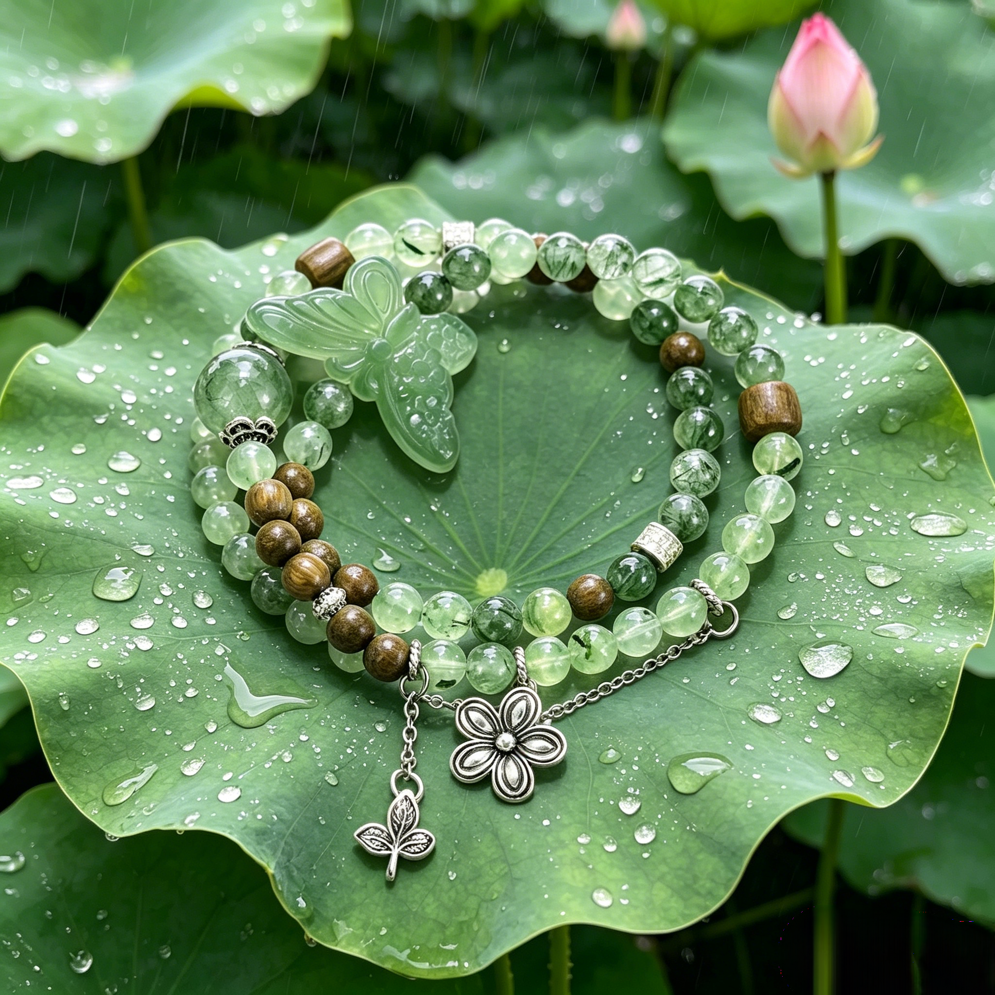 Fortunia Sacred Lotus Butterfly Water Element Talisman Bracelet For Women | Aura Lock Clean Turbid Aura Relieve Inner Chaos Boost Gentle Charm & Long-Term Abundance